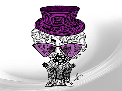 Mr Genleman a.k.a Purple Man black character details drawing gentleman illustration lines pen purple