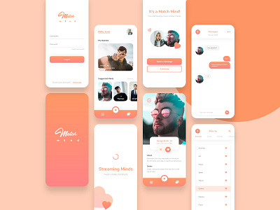 Dating app Design adobexd app app design branding dating app design gradient logo orange pink typography ui ux