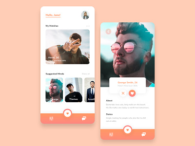 Dating app Design adobexd app app design branding dating app design gradient mobile orange pink typography ui ux
