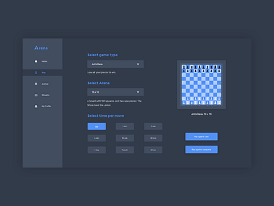 Game Selection Screen | Arena Chess Platform