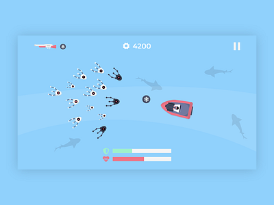 Fire Away! - Mobile Game Design 2d android assets boat droids flat graphic design gun joystick mobile play ui ux water