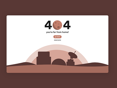 Mars 404 Error Page error error 404 flatdesign mars minimal satelite space spacedchallenge ui uiux ux vector webdesign