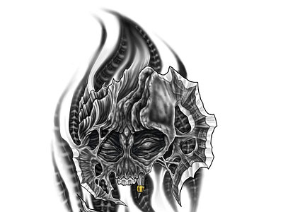 Skullbiomech Merch design digital art illustration skull tattoo design