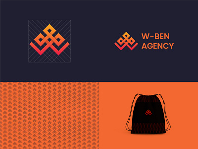 W-BEN AGENCY : GRID LOGO DESIGN abstract agency agency logo art bag design branding clean concept creative gradient logo graphic design icons logo logo design logodesign logos logotype pattern symbol vector