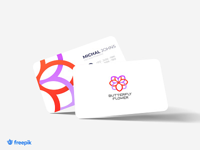Butterfly Flower Logo And Business Card (Download) branding business card butterfly butterfly logos design flower flower logo gradiant graphic design illustration logo logo and business card logo color logo design logo designer logo works logodesign print ui visiting card
