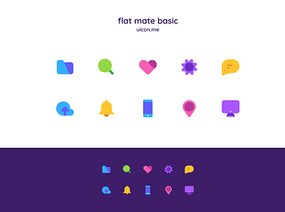 Flat Mate Basic - icon set colorful design flat icon icon design icon designs icon set iconography icons icons set illustration ui vector