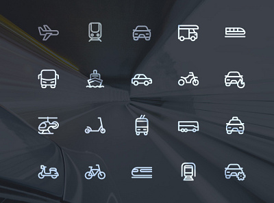 Vehicles and Transport Icons bike bus car cars icon icon design icon designs icon set iconography icons icons set illustration moto scooter transport ui vector vehicle vehicles