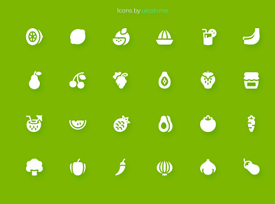 Fruits & Vegetables Icon Set design food fruit fruits icon icon design icon designs icon set iconography icons icons set illustration ui vector vegetable vegetables