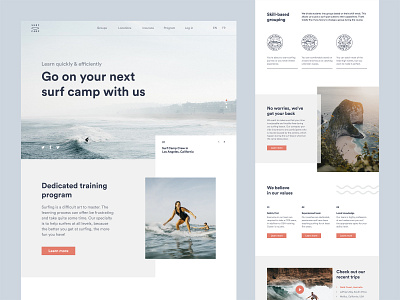 Surf Camp web design camp landing page surf surfing ui ux web web design