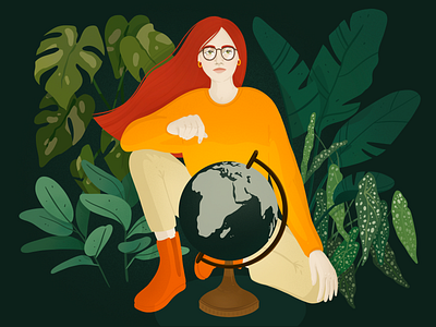 Earth Day begonia character earth earth day ecology ficus globe graphic design illustration monstera procreate strelitzia
