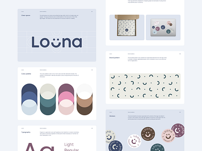 Loona Brand Guidelines brand brandbook branding children design graphic design guidelines illustration illustrator logo loona pattern stickers vector