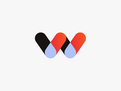 W for water app colors design drops gradient logo logomark mark minimalistic symbol water