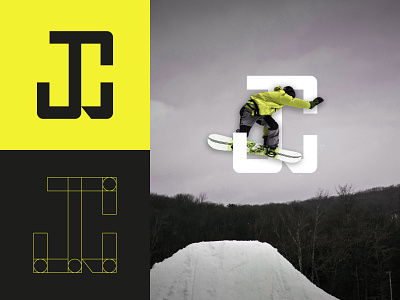 JC Monogram brand branding design graphic design grid icon letter logo logo design logomark mark minimal minimalistic monogram snowboard sports vector winter yellow