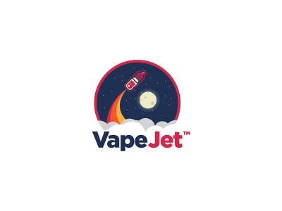 VapeJet bottle branding clouds jet logo moon rocket stars vape vaping