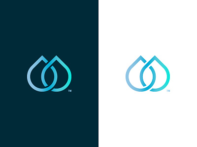 WaterMark aqua blue clean gradient icon logo minimal voda water water drop