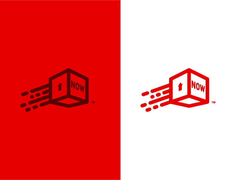 Now Shipping Concept red motion jump brand cardboard moving icon box shipping logo