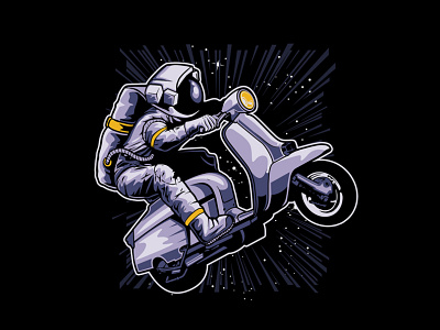 Astronaut riding a Scooter astronaut illustration scooter space spaceman vectorart