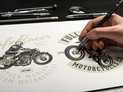 The motorcycle caferacer classic illustration motorcycle racer speed vector vintage