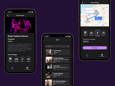 Night at the Museums aplicativo app application black dark mode design event event app ios list localization map museums schedule schedule app schedule event ui uiux ux where to go