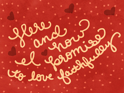 Here & Now hearts lettering polka dots red