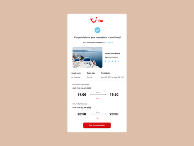 TUI email reciept concept design