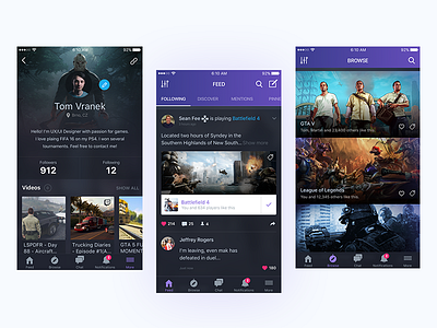 PlayerMe iOS App app dark feed gamer games ios player playerme profile purple