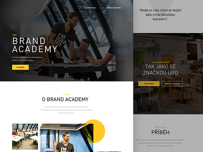 Brand Academy Homepage academy black brand landing page one page tom vranek web website yellow