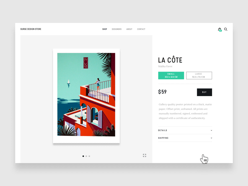 Surge Design Store - Detail Page design ecommerce eshop light market minimal posters shop