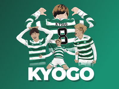 Kyogo Furuhashi - Celtic FC digital art digital illustration football footballillustration glasgow graphic design green illustration procreate scotland smsports