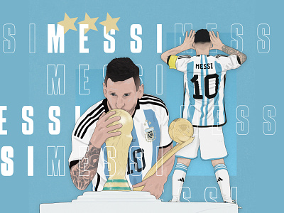 Lionel Messi - World Cup Winner argentina blue design digital art digital artist digital illustration font football football illustration glasgow illustration messi messi illustration procreate scotland type