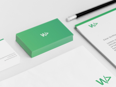 New Branding business card envelope gradient green letterhead logo