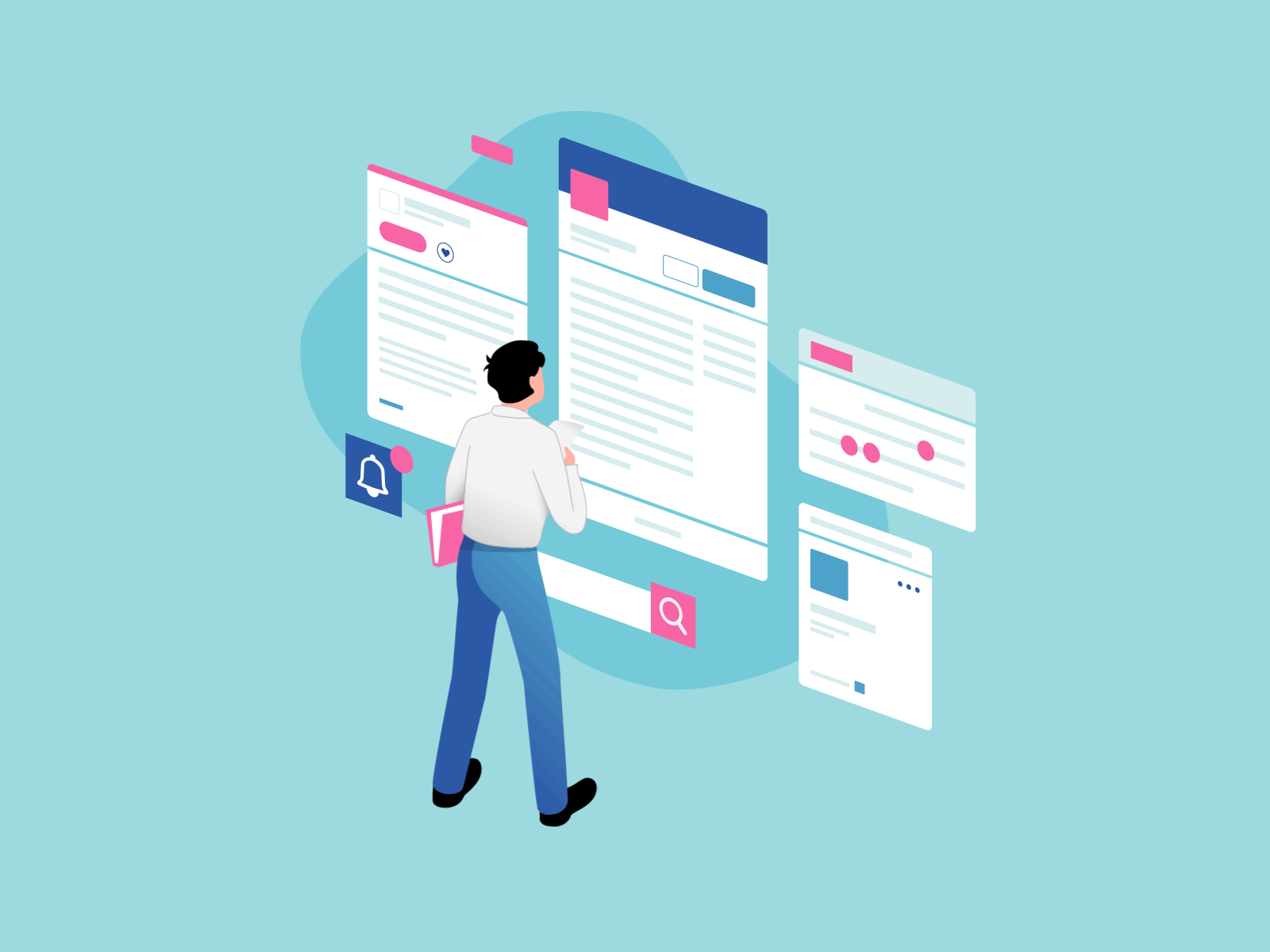 Job hunting 01 - looking for openings animated gif animation branding flat icon illustration ui vector visual design website