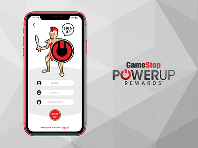 sign up page idea for GameStop PowerUp app branding design flat game stop icon illustration logo sign up ui visual design
