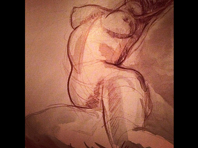 Medici fountain nude art design drawing female nude paris pencil torso watercolor