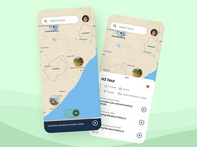 Touring App app design figma flutter maps minimal ui ux