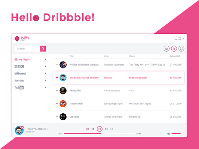 Dribbble First Shot 2x debut first shot interface media music player thank you thanks ui user experience ux