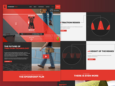 Spidergrip Film constuction landing page product safety spider technology traction ui ux worker
