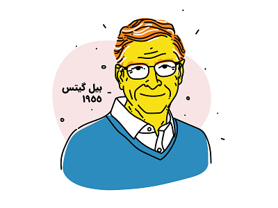 Bill Gates illustration ai digitalpaint flatdesign illustrator design iranian graphic designer portrait illustration vector illustration vector prpfile