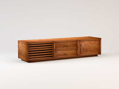 Media Console 3d c4d credenza furniture media console midcentury modern tv stand wood woodworking