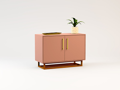 Pink Cabinet 3d apartment c4d cabinet decor furniture midcentury modern pink woodworking