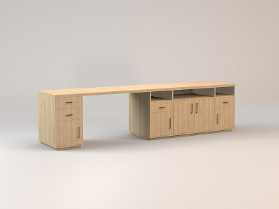 Ben's Desk 3d c4d desk furniture media console midcentury model wood