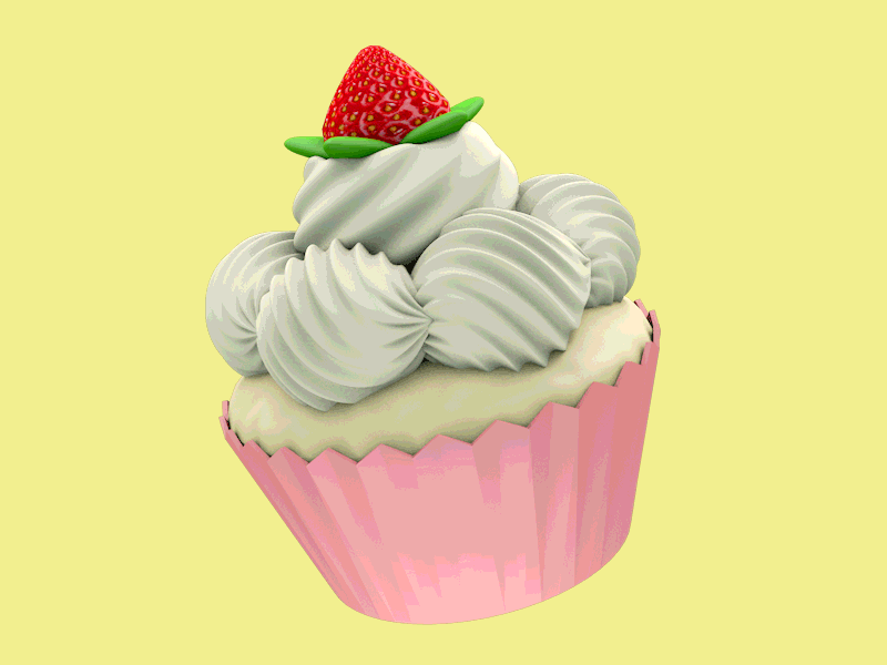 Strawberry Cake 3d cupcake dessert food strawberry