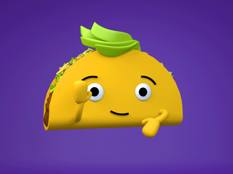 Happy National Taco Day from El Cruncho 3d animation c4d character design cute gif national taco day taco taco bell taco day tacobell