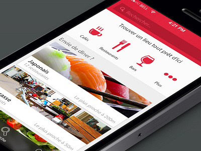 New home for Cityvox app cityvox flat geolocation ios7 meal mobile places red restaurant ui ux