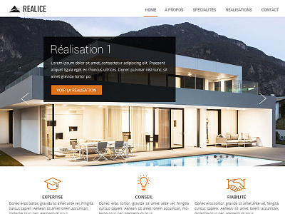 Realice home architectural architecture articles building interface menu orange slider ui ux web