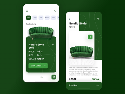 Preferred Furniture APP app design fashion furniture green ui ui ux ux ux design young