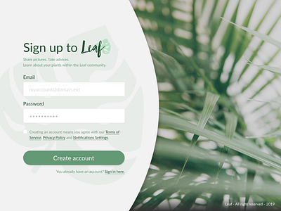 DailyUI - Sign Up application application design daily 100 challenge daily ui dailyui plant sign up signup