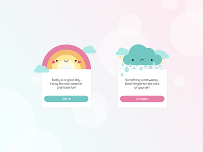 DailyUI - Flash Messages cloud daily 100 challenge daily ui dailyui error flash message flash messages illustration rainbow success vector vector illustration weather