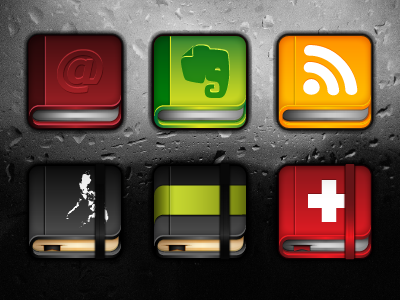 Book Icons address book apple book books evernote icons ipad iphone moleskine notebook rounded square rss swiss