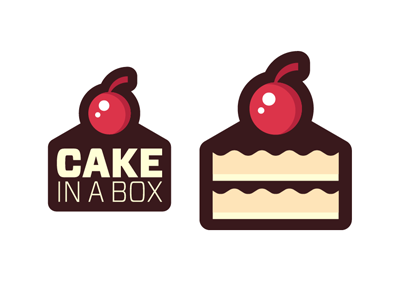 Cake In A Box bakeshop brand bread cake cherry logo